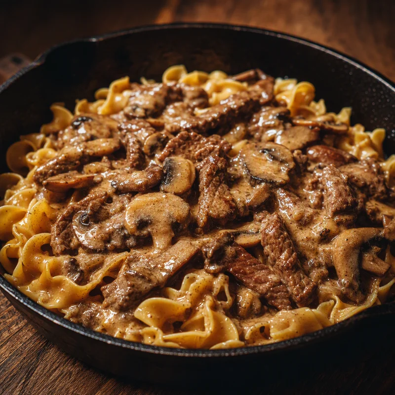 Beef Stroganoff with Sour Cream Mushroom Gravy