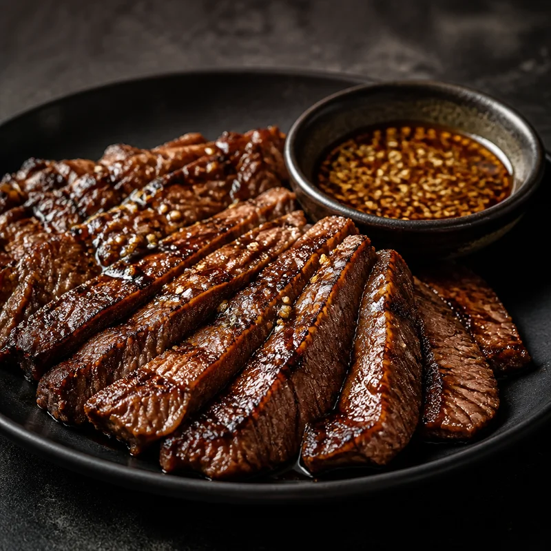 Yakiniku Grilled Flank Steak with Sesame Soy Dipping Sauce
