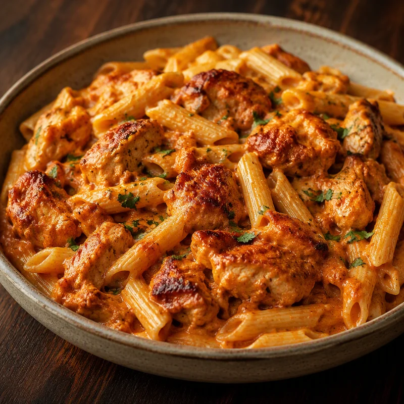 Creamy Tikka Masala Chicken Pasta Bake