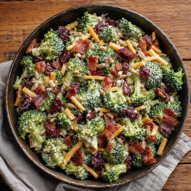 Broccoli Salad with Bacon, Cheddar & Cranberries