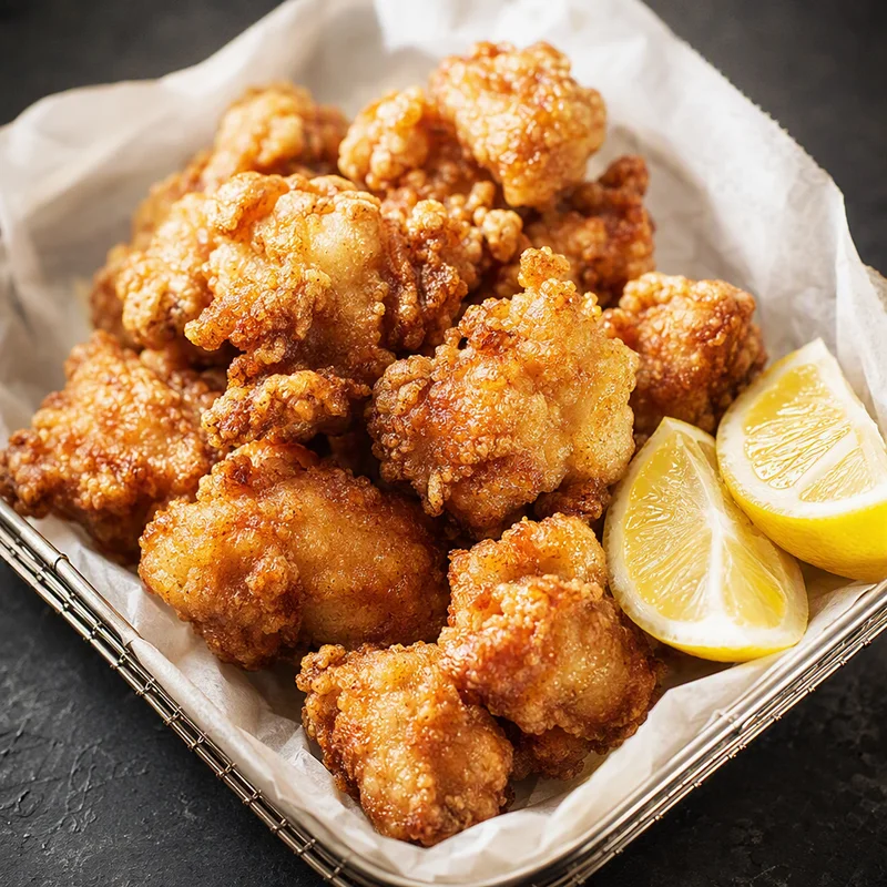 Air Fryer Chicken Karaage with Lemon