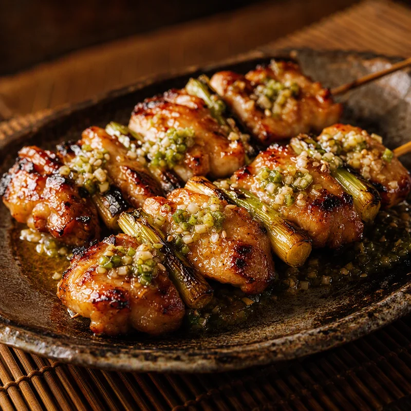 Grilled Chicken Skewers with Scallion-Lemon Salt Sauce