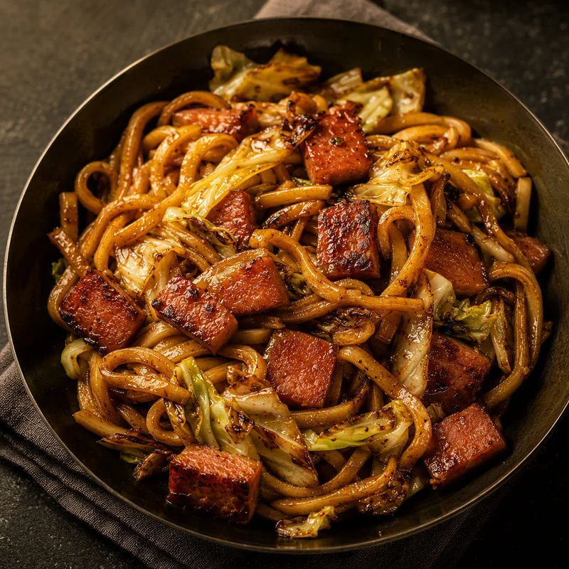 Campfire Spam and Cabbage Yaki Udon