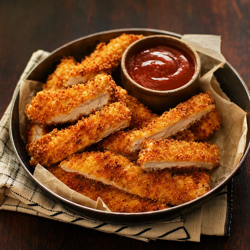 Crispy Baked Chicken Katsu Strips with Sweet Katsu Dip
