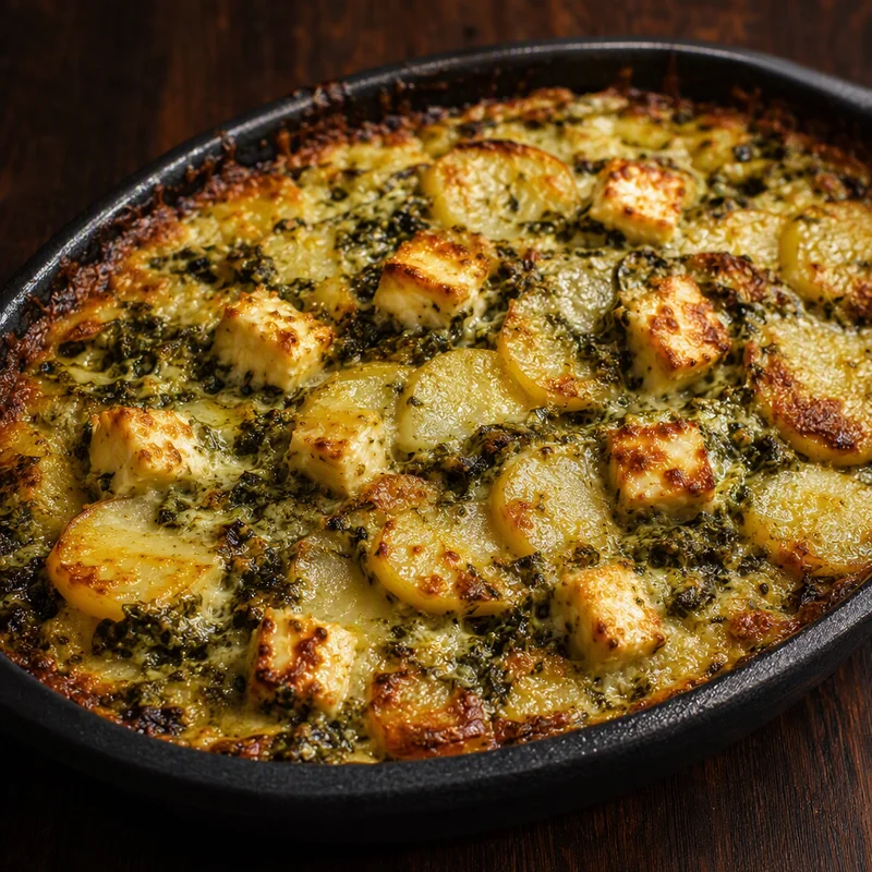 Creamy Saag Paneer Potato Bake