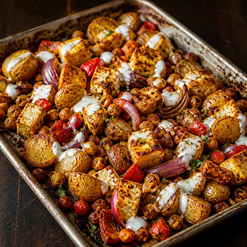 Sheet-Pan Curried Paneer with Crispy Chickpeas and Potatoes