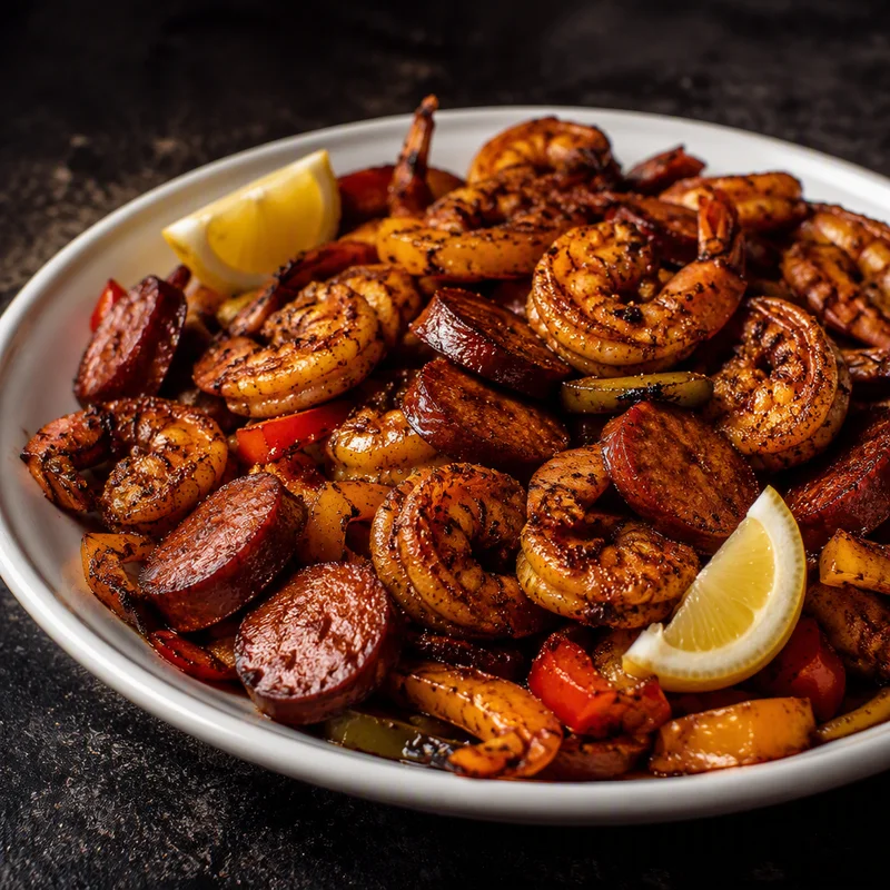 Air Fryer Cajun Shrimp and Smoked Sausage