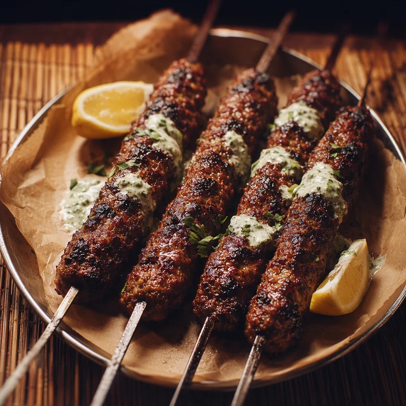 Grilled Lamb Seekh Kebabs with Cilantro Yogurt