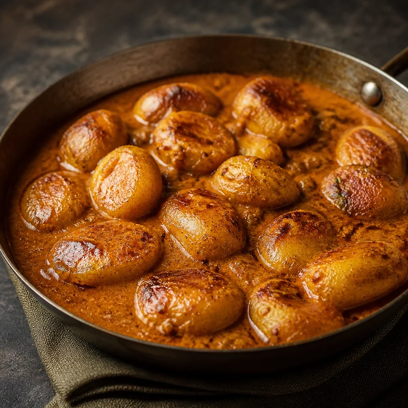 Crispy Baby Potatoes in Fennel-Ginger Cashew Gravy