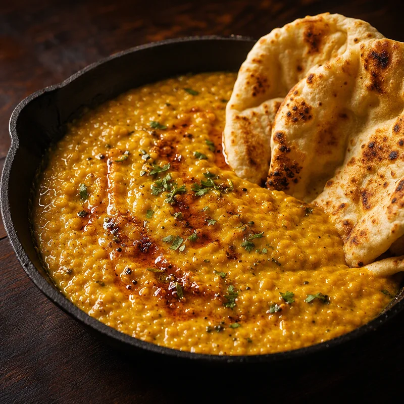 Buttery Yellow Dal with Warm Naan Dippers