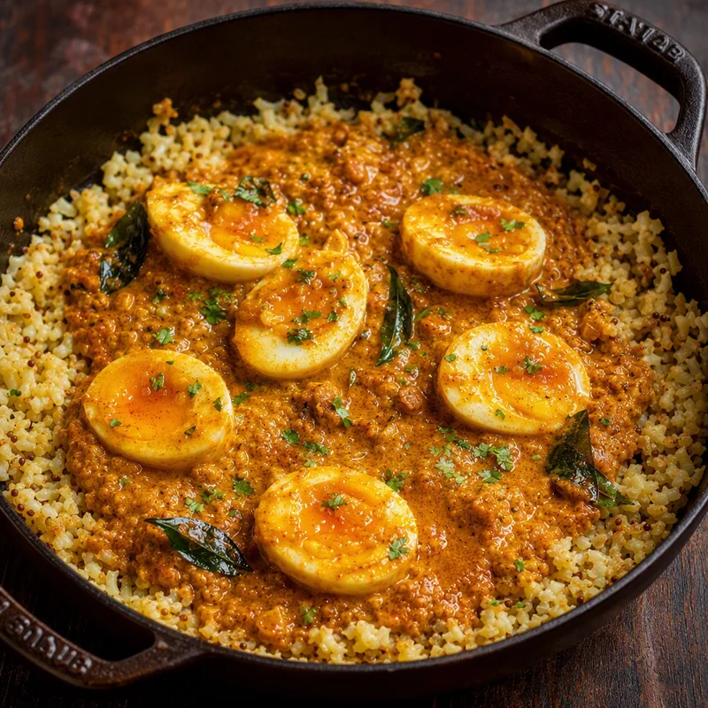 Malabar Coconut Egg Curry with Toasted Cauliflower Rice