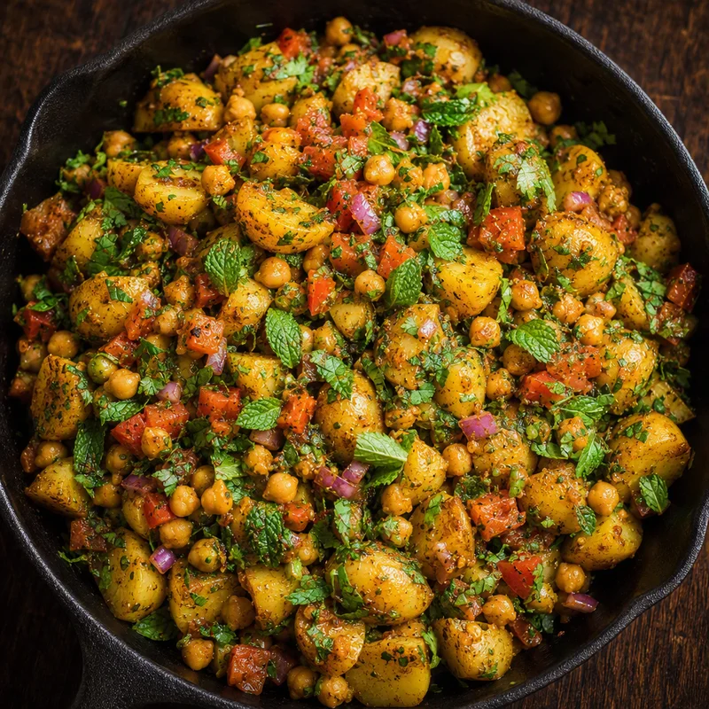 Bombay Potato and Chickpea Chaat Salad