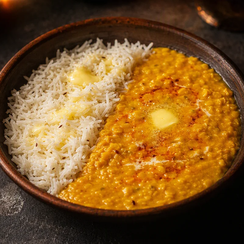 Creamy Yellow Lentil Dal with Buttered Rice