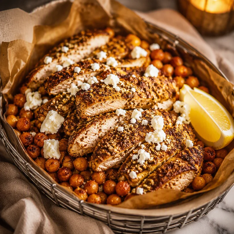 Air Fryer Za'atar Chicken with Crispy Chickpeas