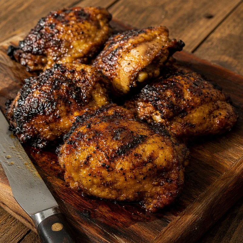 Grilled Carolina Mustard BBQ Chicken Thighs