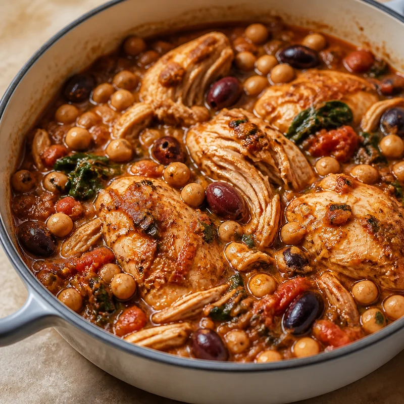Slow Cooker Mediterranean Chicken with Chickpeas and Olives