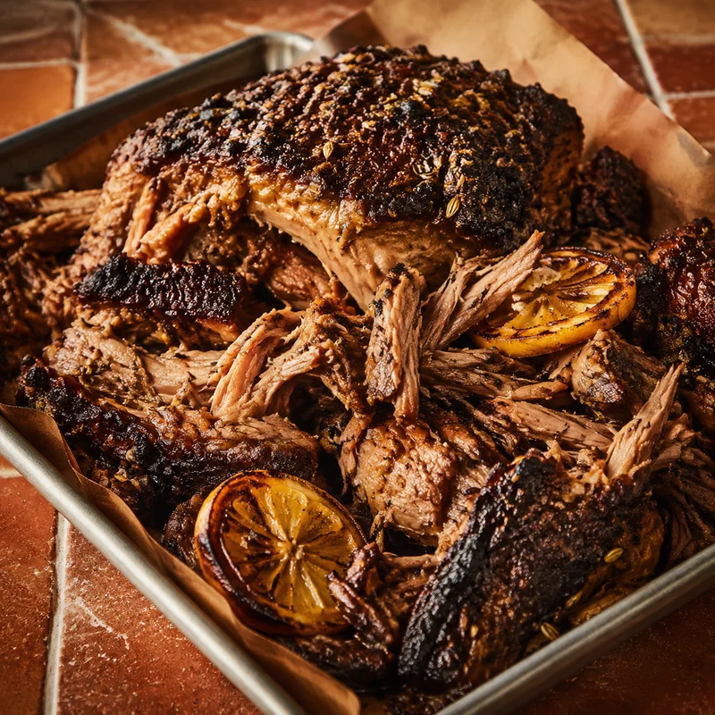 Smoked Fennel, Rosemary and Lemon Pulled Pork