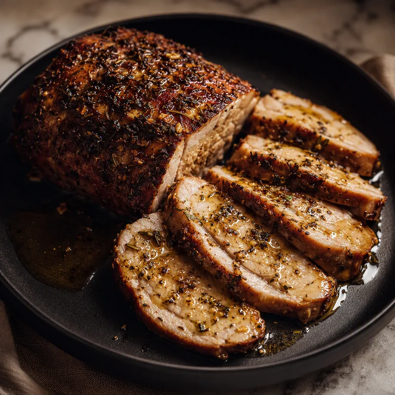 Apple-Smoked Rosemary Fennel Pork Loin with Lemon Oil