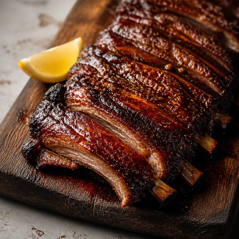 Cherry-Smoked Pork Ribs with Lemon-Honey Glaze