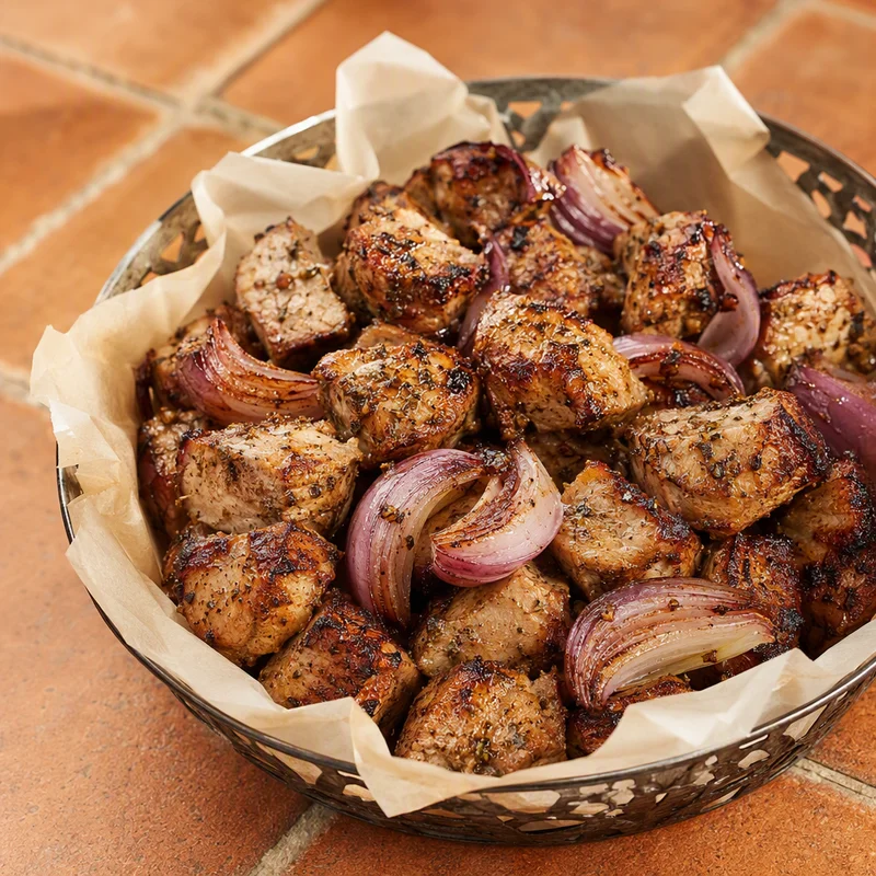 Air Fryer Greek Pork Souvlaki Bites
