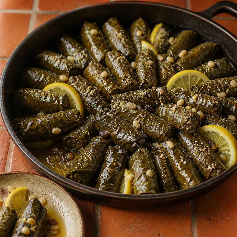 Hand-Rolled Grape Leaves with Lemon, Dill & Pine Nuts