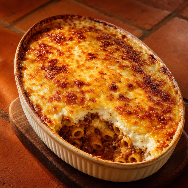 Cheesy Greek Pastitsio Pasta Bake