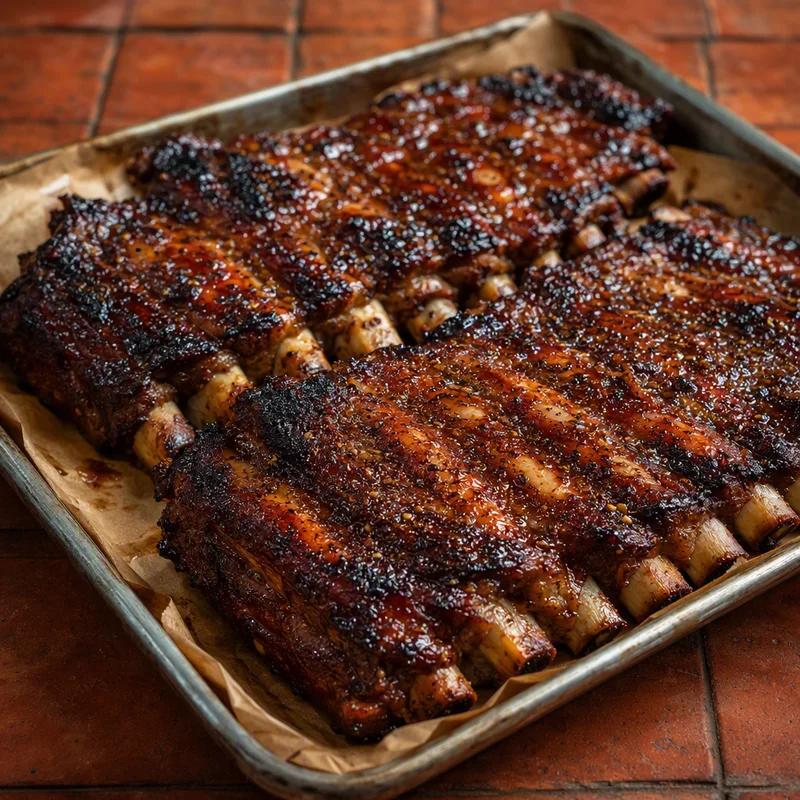 Oak-Smoked Greek Pork Ribs with Honey-Lemon Glaze