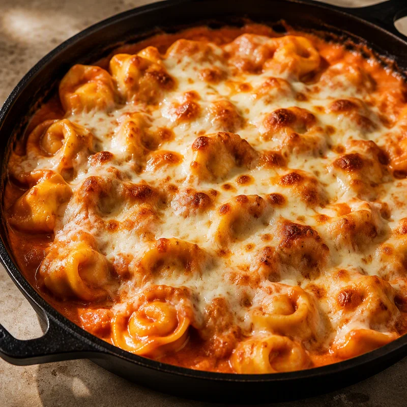 Creamy Tomato Tortellini Bake with Melty Mozzarella