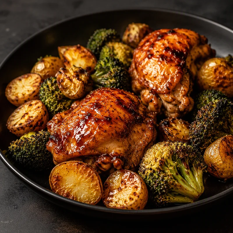 Sheet-Pan Hoisin-Ginger Chicken with Broccoli and Crispy Potatoes