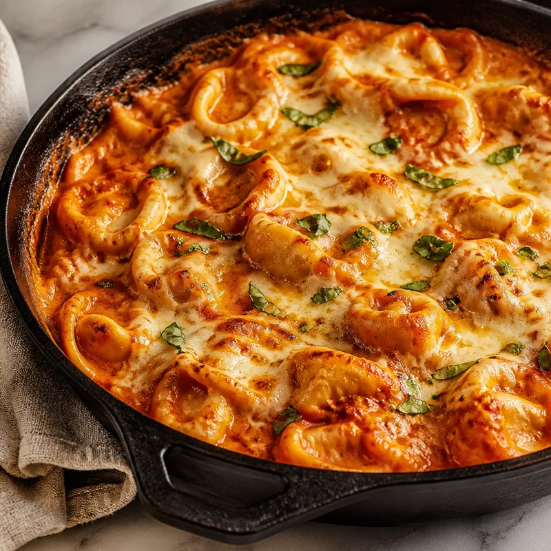 Creamy Tomato Tortellini Skillet Bake