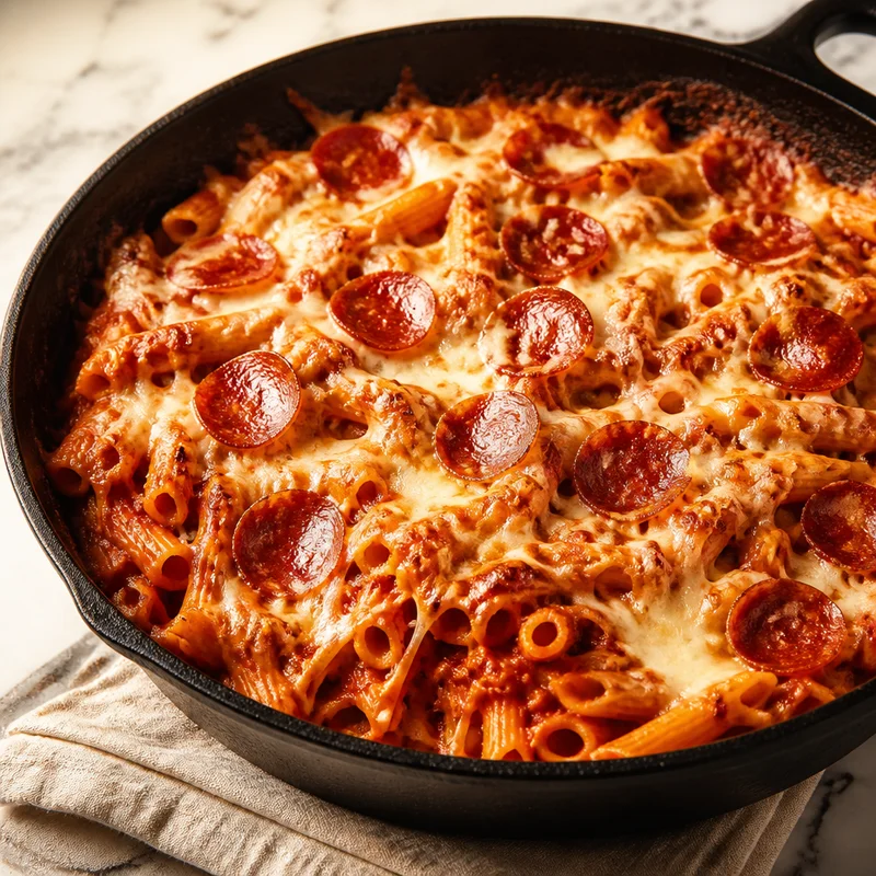Cheesy One-Pan Pizza Pasta Skillet