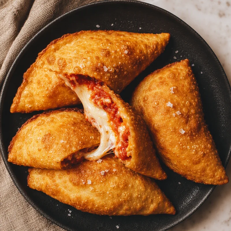 Crispy Fried Pizza Pockets with Mozzarella and Tomato