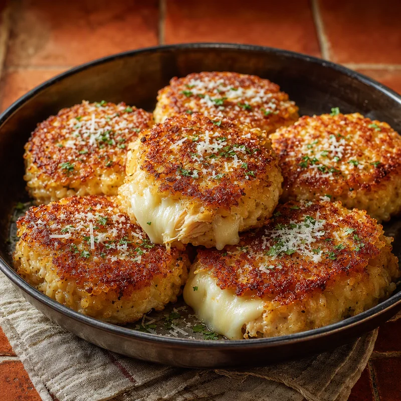 Crispy Chicken & Parmesan Rice Cakes