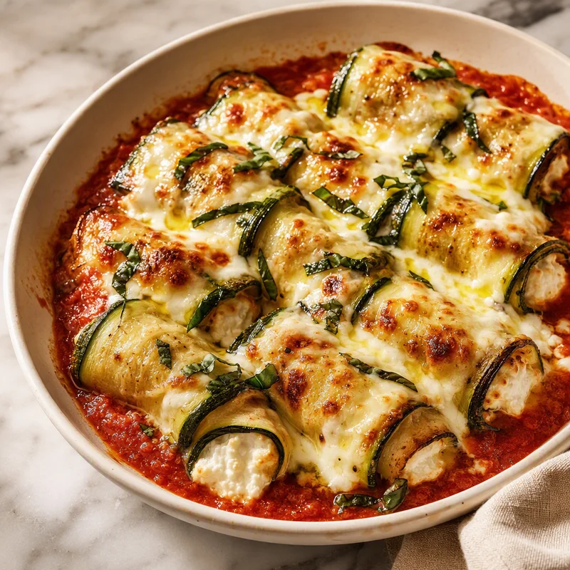 Baked Zucchini Involtini with Whipped Ricotta