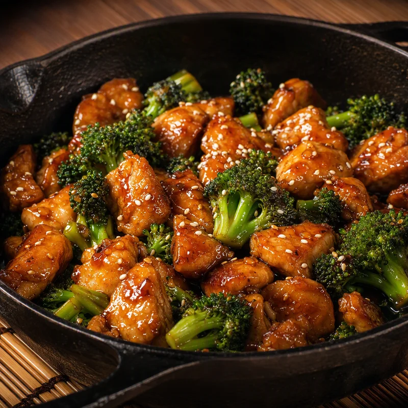 Sticky Honey Sesame Chicken with Broccoli