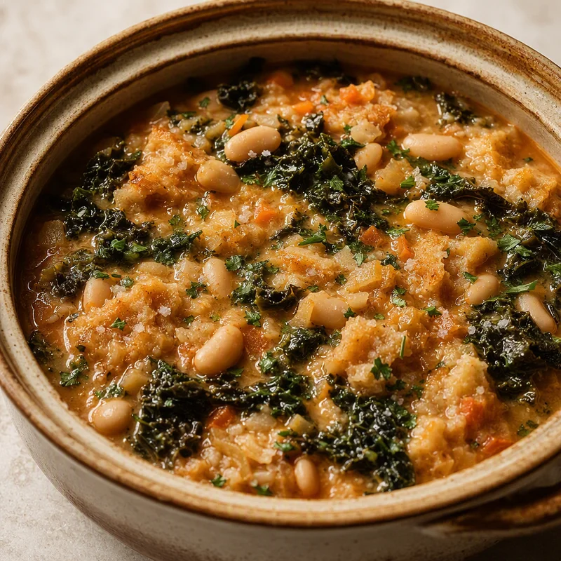 Tuscan Ribollita with White Beans, Kale & Torn Bread