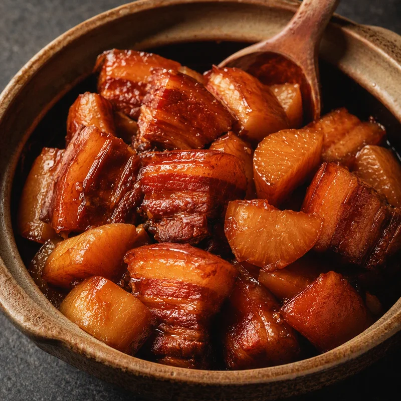 Red-Braised Pork Belly with Daikon and Star Anise