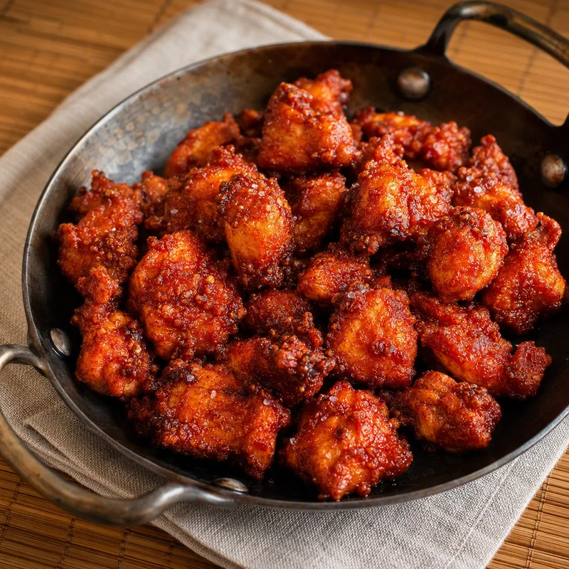 Crispy Chili-Garlic Fried Chicken Bites (Chicken 65)