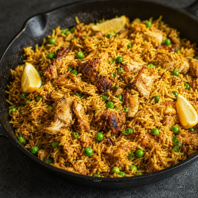 Bombay Masala Fried Rice with Leftover Roast Chicken