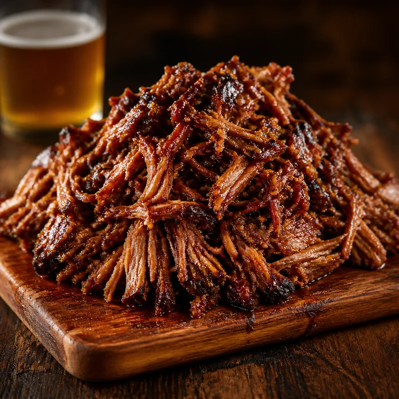 Smoked Pulled Pork Butt with Garlic and Beer Spritz