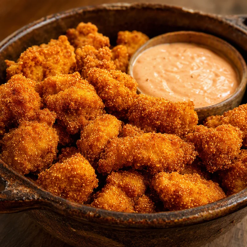 Cornmeal-Crusted Catfish Nuggets with Comeback Sauce