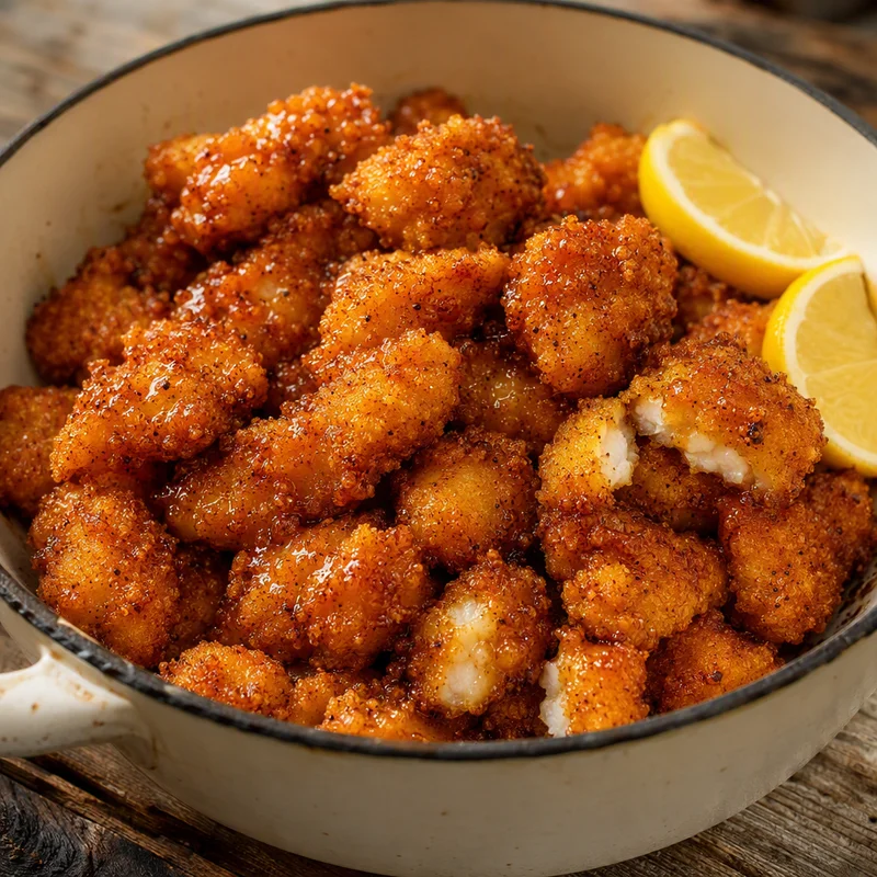 Crispy Cornmeal Catfish Nuggets with Hot Honey