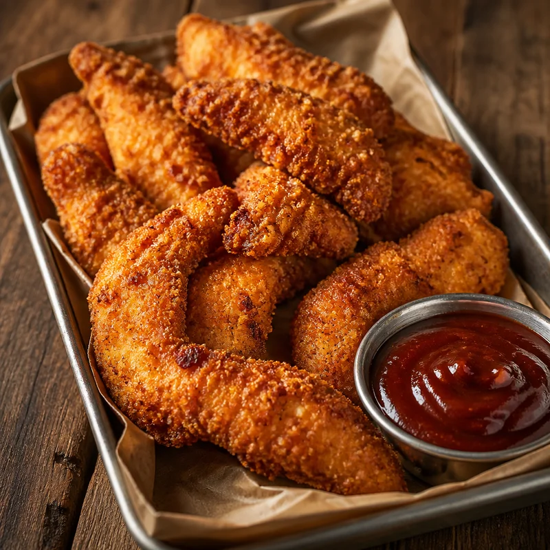Crispy Oven-Baked Chicken Tenders with Honey BBQ Dip
