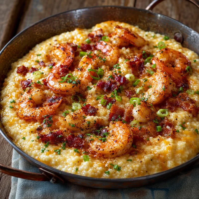 Low-Country Shrimp with Cheesy Cauliflower Grits