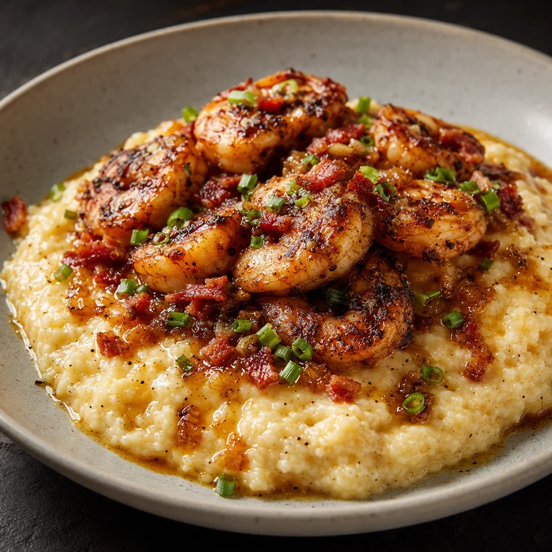 Blackened Shrimp over Creamy Cauliflower Grits