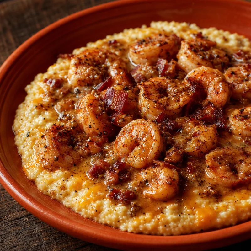 Low-Country Shrimp over Cheddar Cauliflower Grits