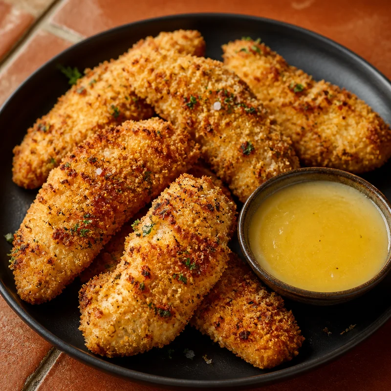 Crispy Baked Yogurt Chicken Tenders with Honey-Lemon Dip