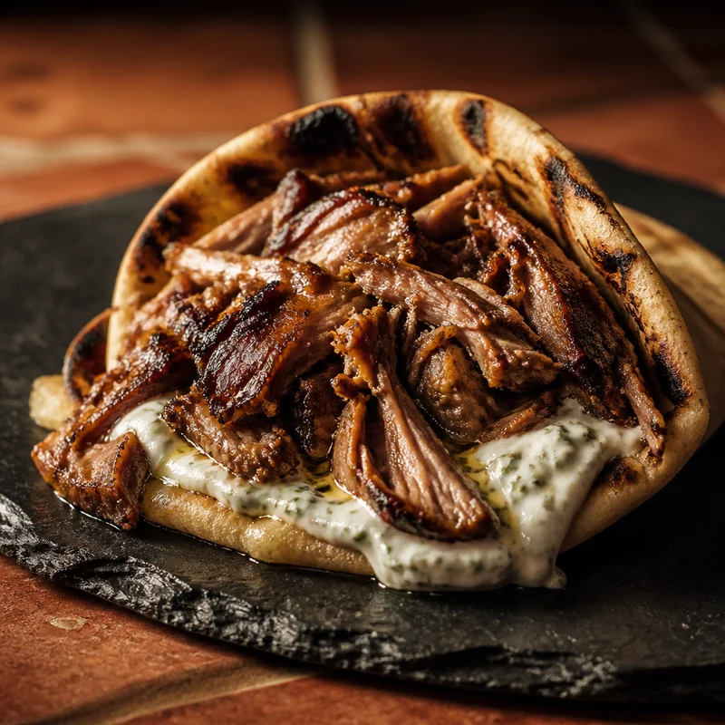 Pecan-Smoked Greek Lamb Shoulder with Lemon-Oregano Yogurt