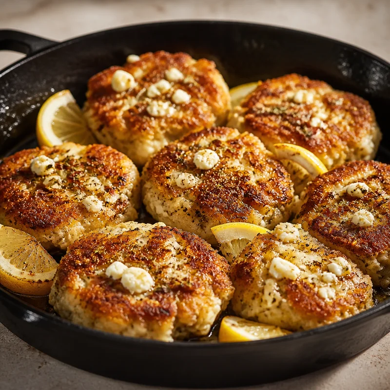 Crispy Greek Chicken and Feta Mash Cakes