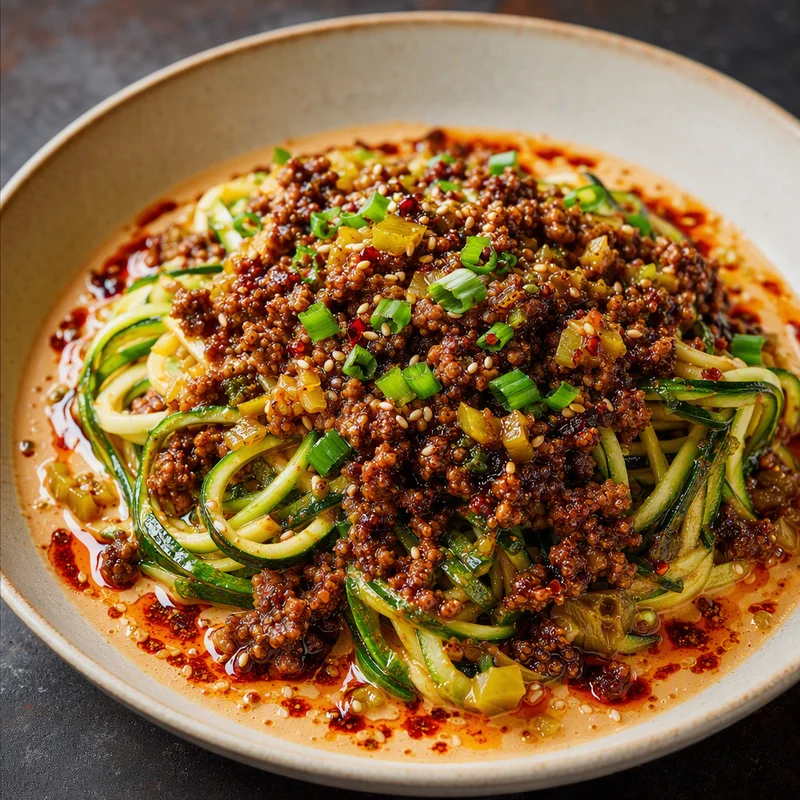 Dan Dan Zucchini Noodles with Sichuan Sesame Pork